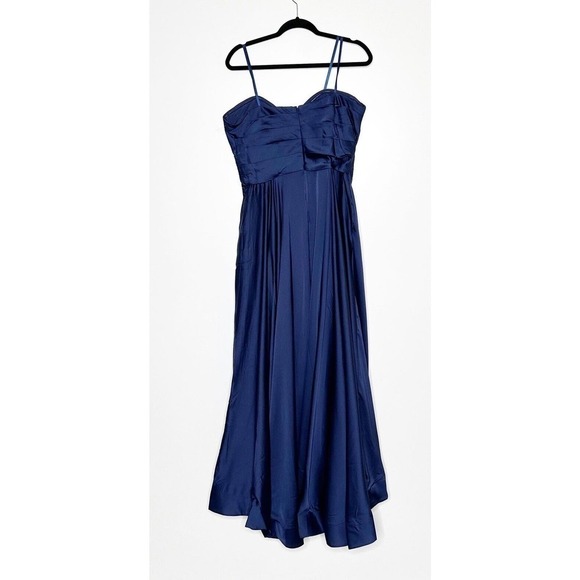 NEW La Femme Strapless Gown Dress Side Slit Back Zip Women's Navy Blue Size 14 - Picture 3 of 7